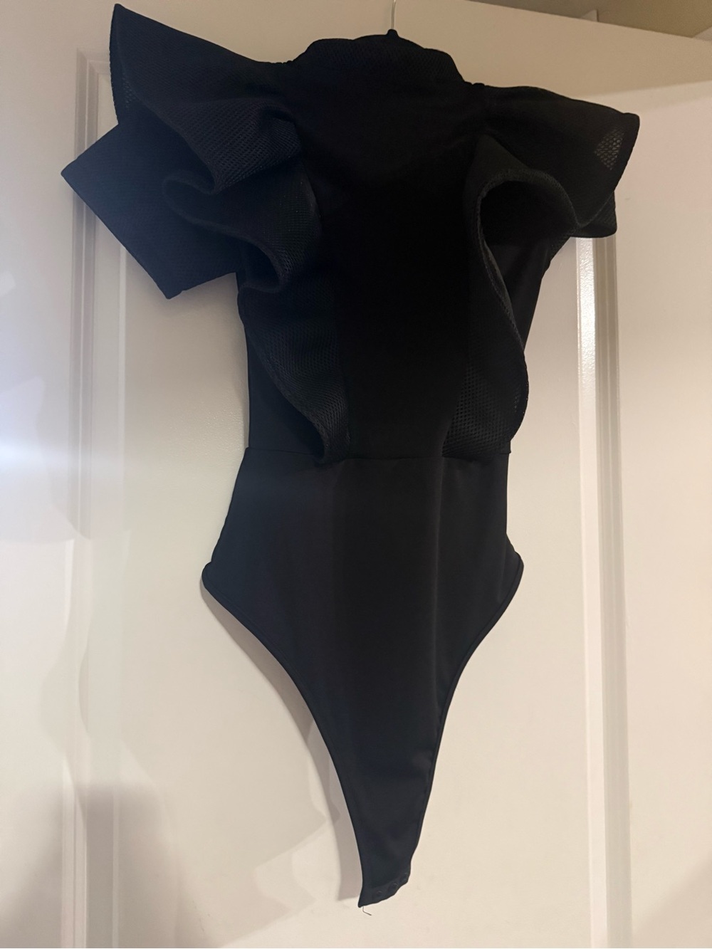 Black Ruffled One-Piece Bodysuit - Picture 2 of 3